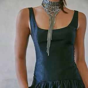 TWO Free People 2 Sadie Necklaces - one Bronze/gold one Silver/Onyx